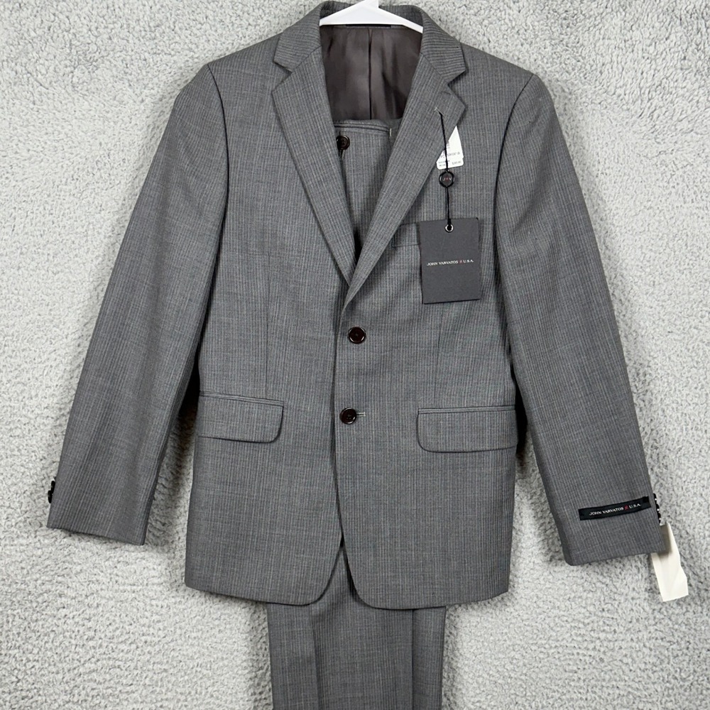 John Varvatos USA 2-Piece‎ Wool Blazer Sport Coat Boys 12R Gray Dress Suit NEW